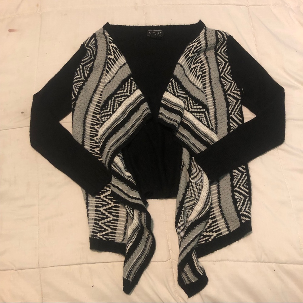 3/40$ Guilty - Black & White Poncho Sweater